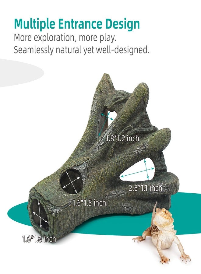 relaqcc Aquarium Decor Corner Tree Stump Trunk Hollow Betta Cichlid Cave Rocks, Reptile Tank Accessories Climing Ramp for Reptiles, Amphibians, Leopard Gecko, Snake, Lizard, Frogs, Fish - Image 3